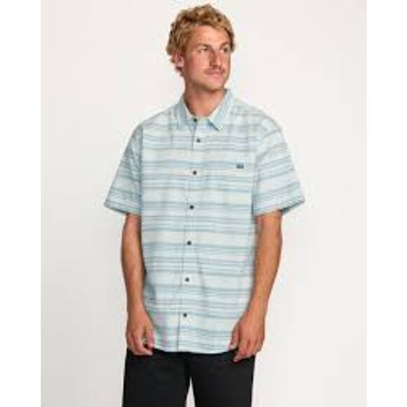 Billabong All Day Stripe Short Sleeve Woven Shirt Size XL - Picture 2 of 4